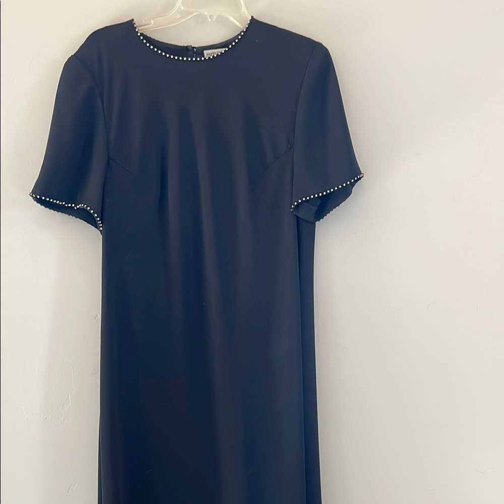 Elegant Black Dress with Pearl Accents